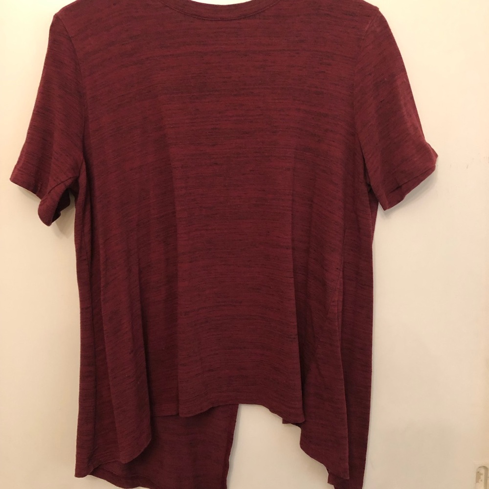 Maroon/burgundy open back t shirt